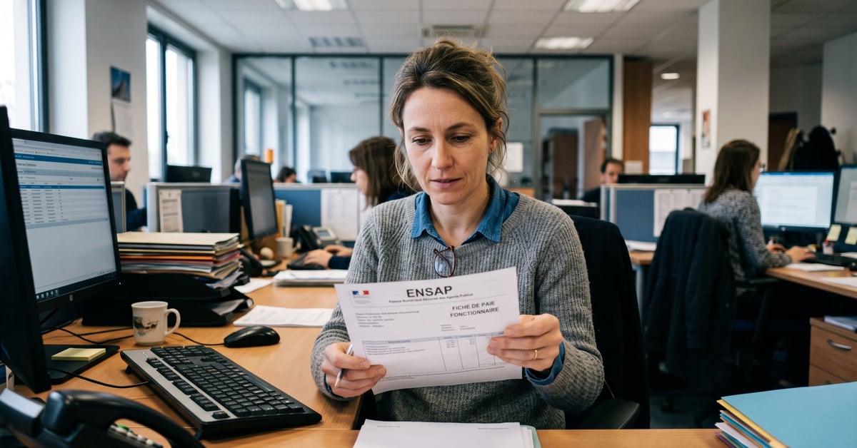 Fonctionnaire consultant sa fiche de paie sur l'espace ENSAP sécurisé